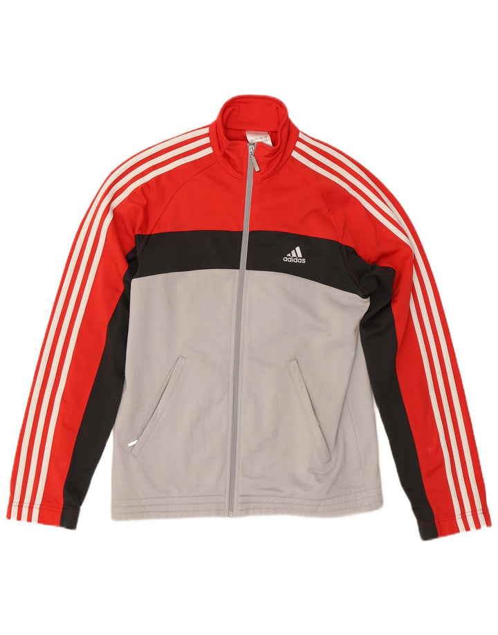 Adidas Mens Tracksuit Top Jacket UK 36/38 Small Red Colourblock Polyester
