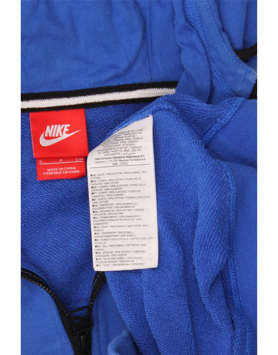 NIKE Mens Berlin Graphic Zip Hoodie Sweater Small Blue Cotton