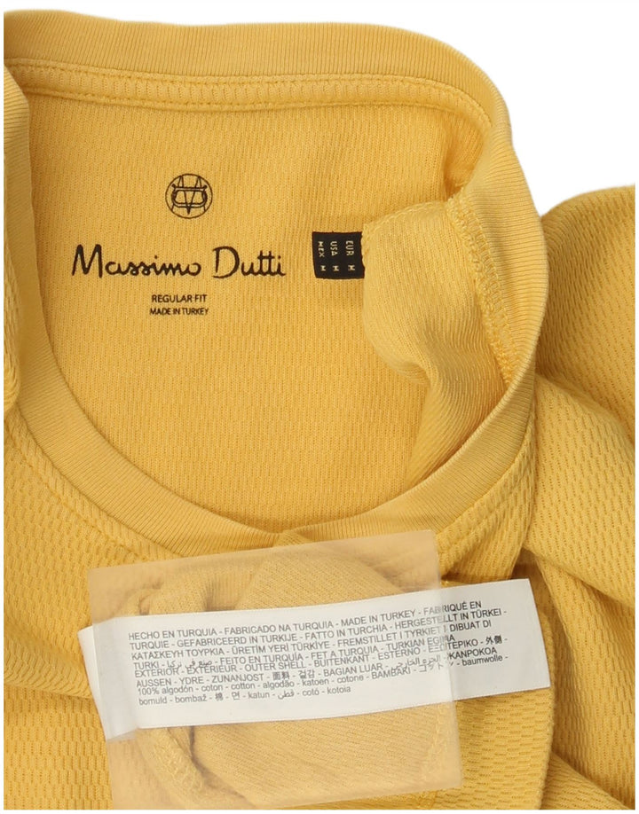Massimo Dutti Mens Regular Fit T-Shirt Top Medium Yellow Cotton
