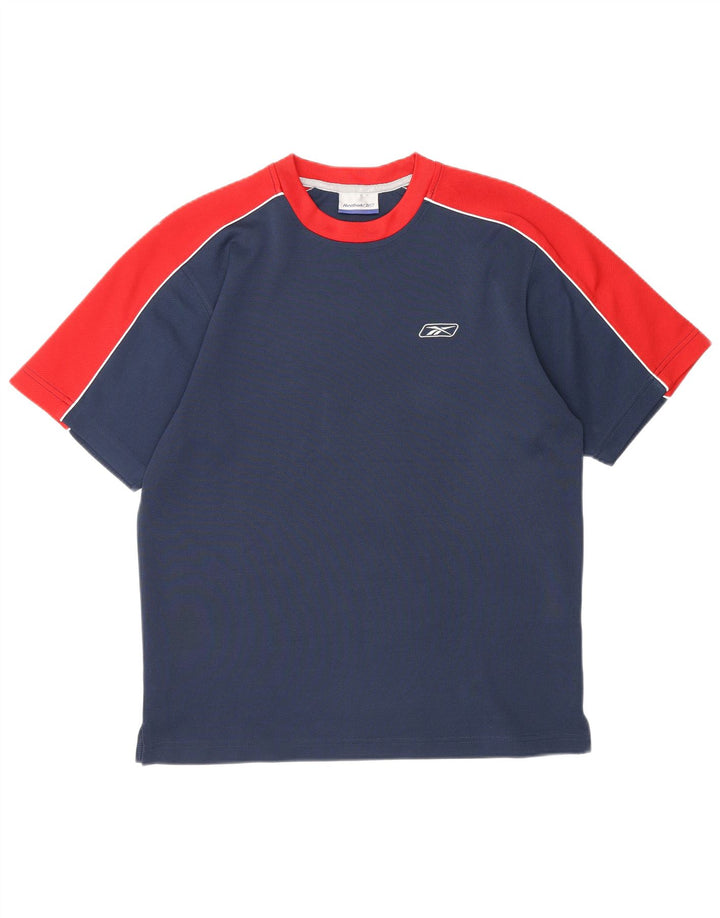Reebok Mens T-Shirt Top Small Navy Blue Colourblock Polyester