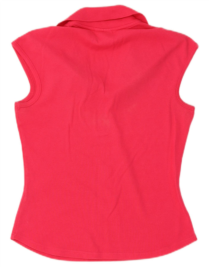 Lacoste Womens Sleeveless Polo Shirt Size 38 Medium Pink Cotton