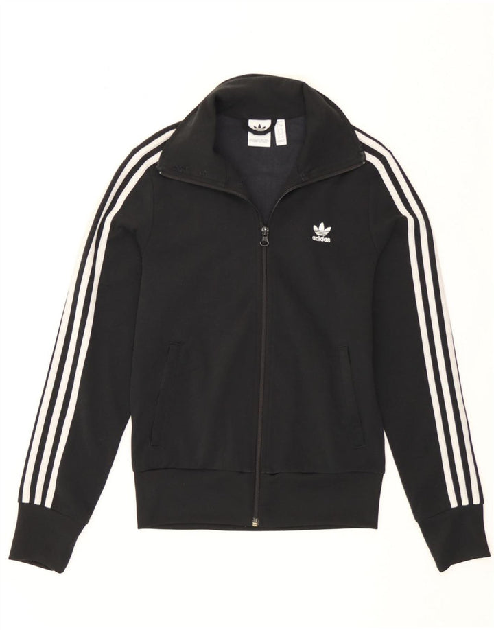 Adidas Womens Tracksuit Top Jacket UK 8 Small Black Polyester