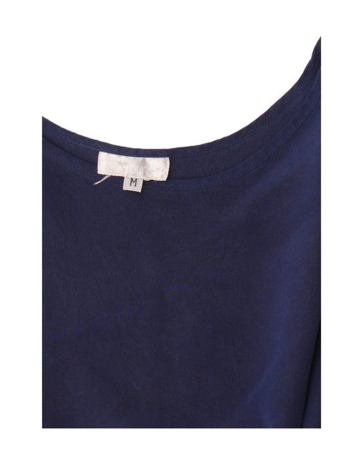 Vintage Womens Sleeveless Blouse Top UK 14 Medium Navy Blue