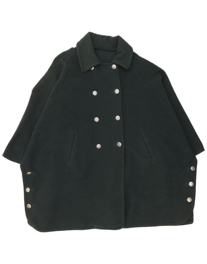 Vintage Womens Double Breasted Poncho Coat One Size Green