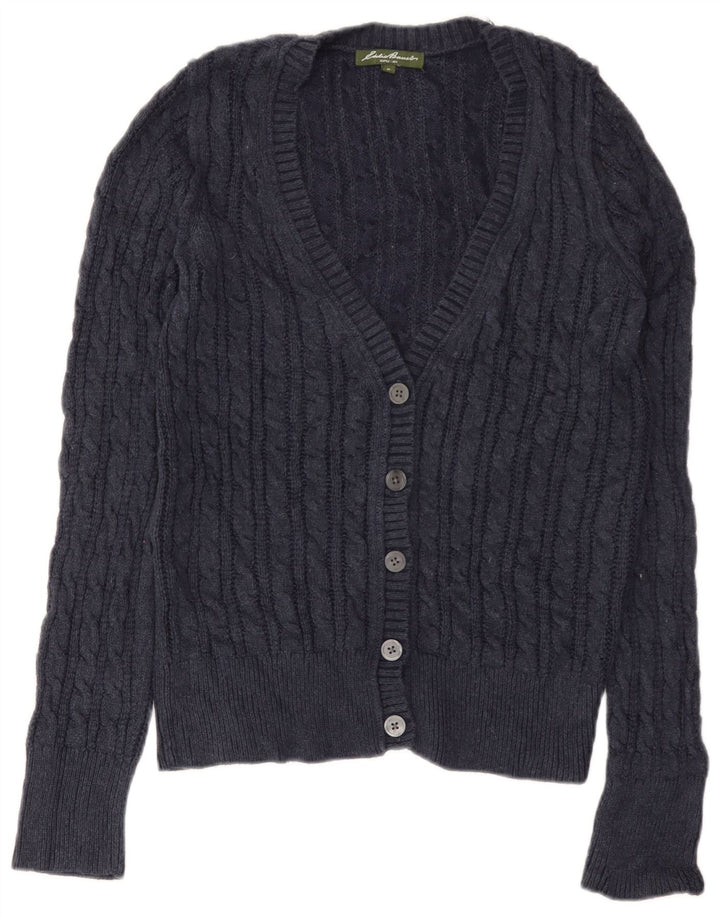 Eddie Bauer Womens Cardigan Sweater UK 12 Medium Navy Blue Cotton