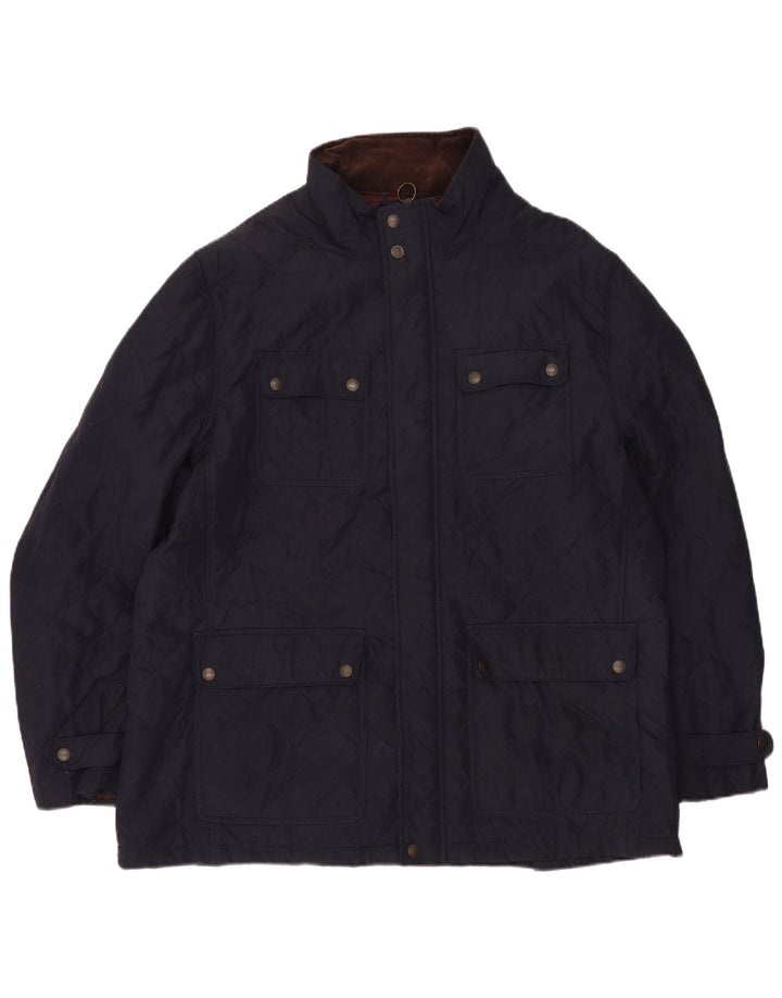 Marks & Spencer Mens Quilted Jacket UK 44 2XL Navy Blue Polyester
