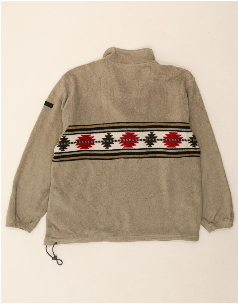 IZOD Mens Zip Neck Fleece Jumper XL Beige Fair Isle Aztec Vintage Izod and Second-Hand Izod from Messina Hembry 