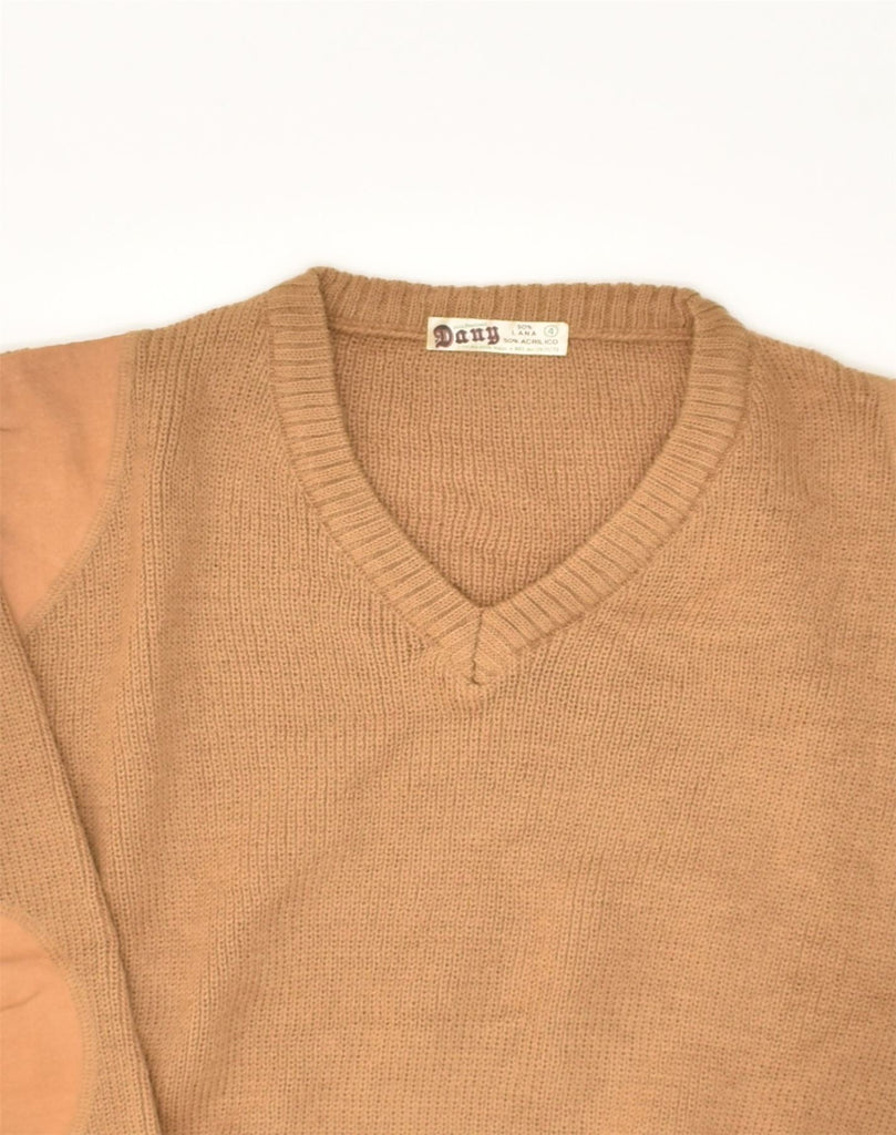 VINTAGE Womens V-Neck Jumper Sweater UK 12 Medium Brown Wool | Vintage Vintage | Thrift | Second-Hand Vintage | Used Clothing | Messina Hembry 