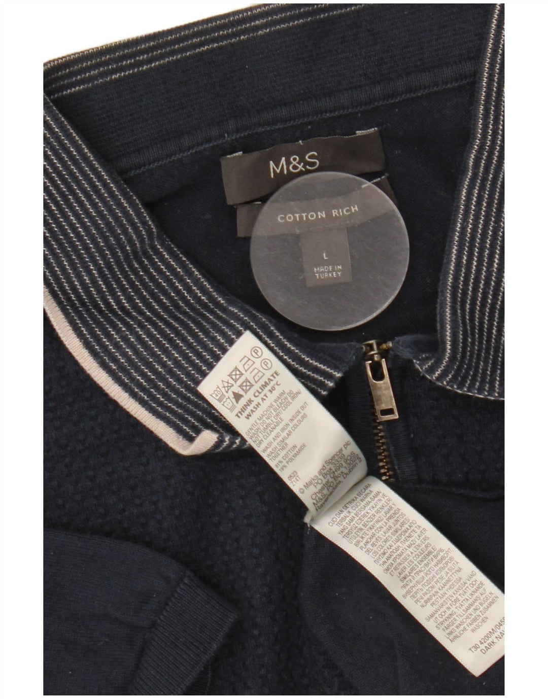 Marks & Spencer Mens Polo Shirt Large Navy Blue Cotton