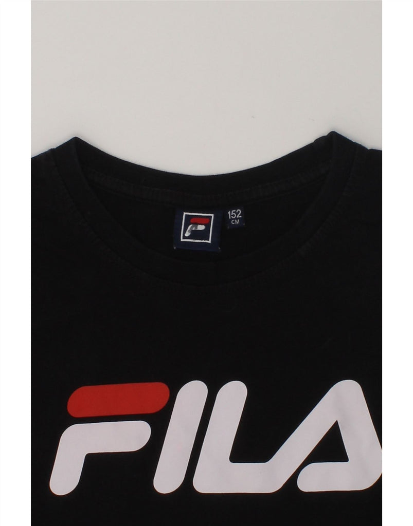 FILA Boys Graphic T-Shirt Top 11-12 Years Black Cotton | Vintage Fila | Thrift | Second-Hand Fila | Used Clothing | Messina Hembry 