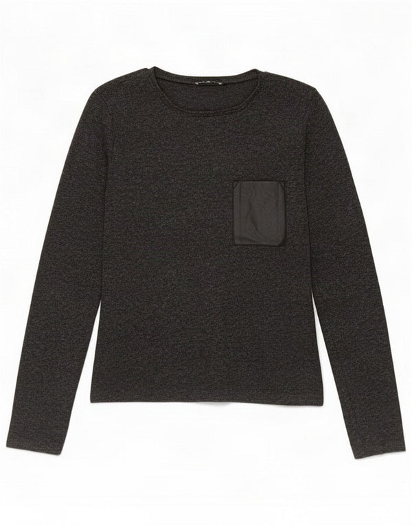 Zara Womens Top Long Sleeve UK 10 Small Grey Polyester