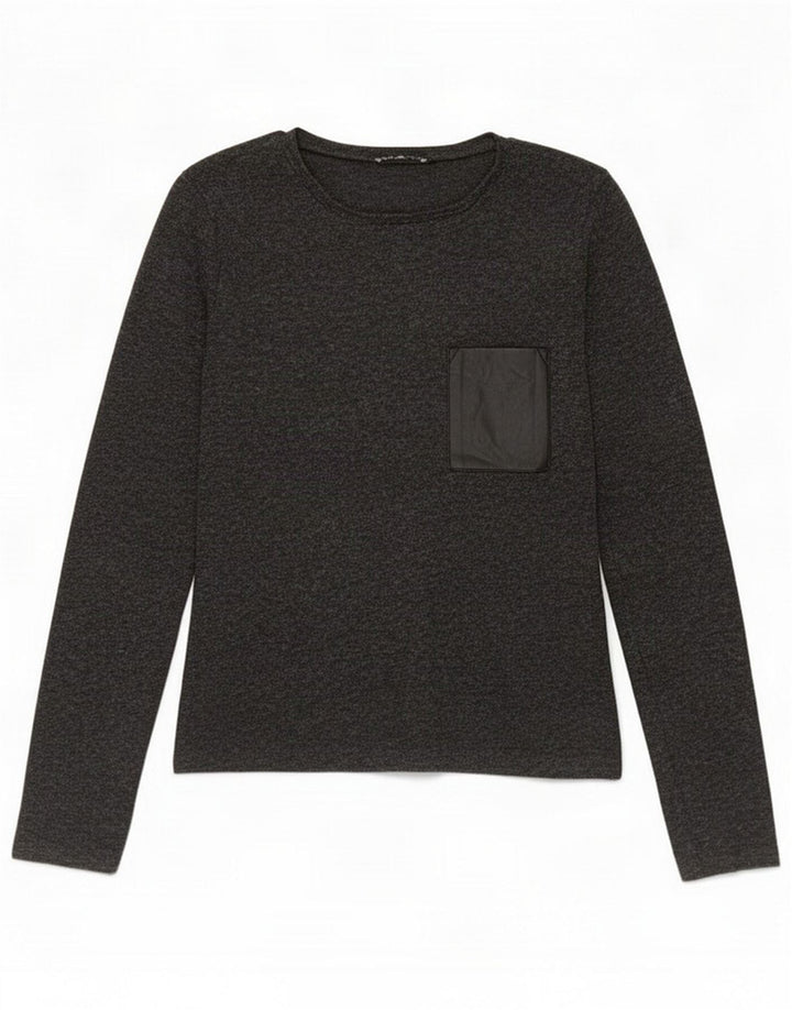 Zara Womens Top Long Sleeve UK 10 Small Grey Polyester
