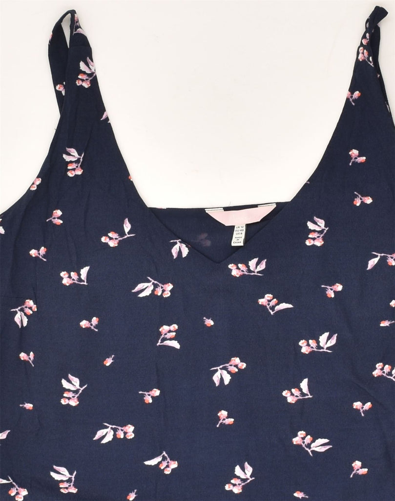 JOULES Womens Vest Top UK 12 Medium  Navy Blue Floral Viscose | Vintage Joules | Thrift | Second-Hand Joules | Used Clothing | Messina Hembry 