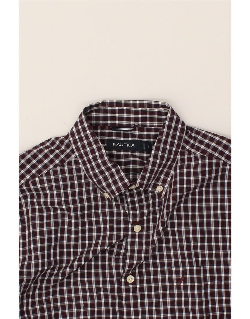 NAUTICA Mens Shirt Large Purple Check Cotton Vintage Nautica and Second-Hand Nautica from Messina Hembry 