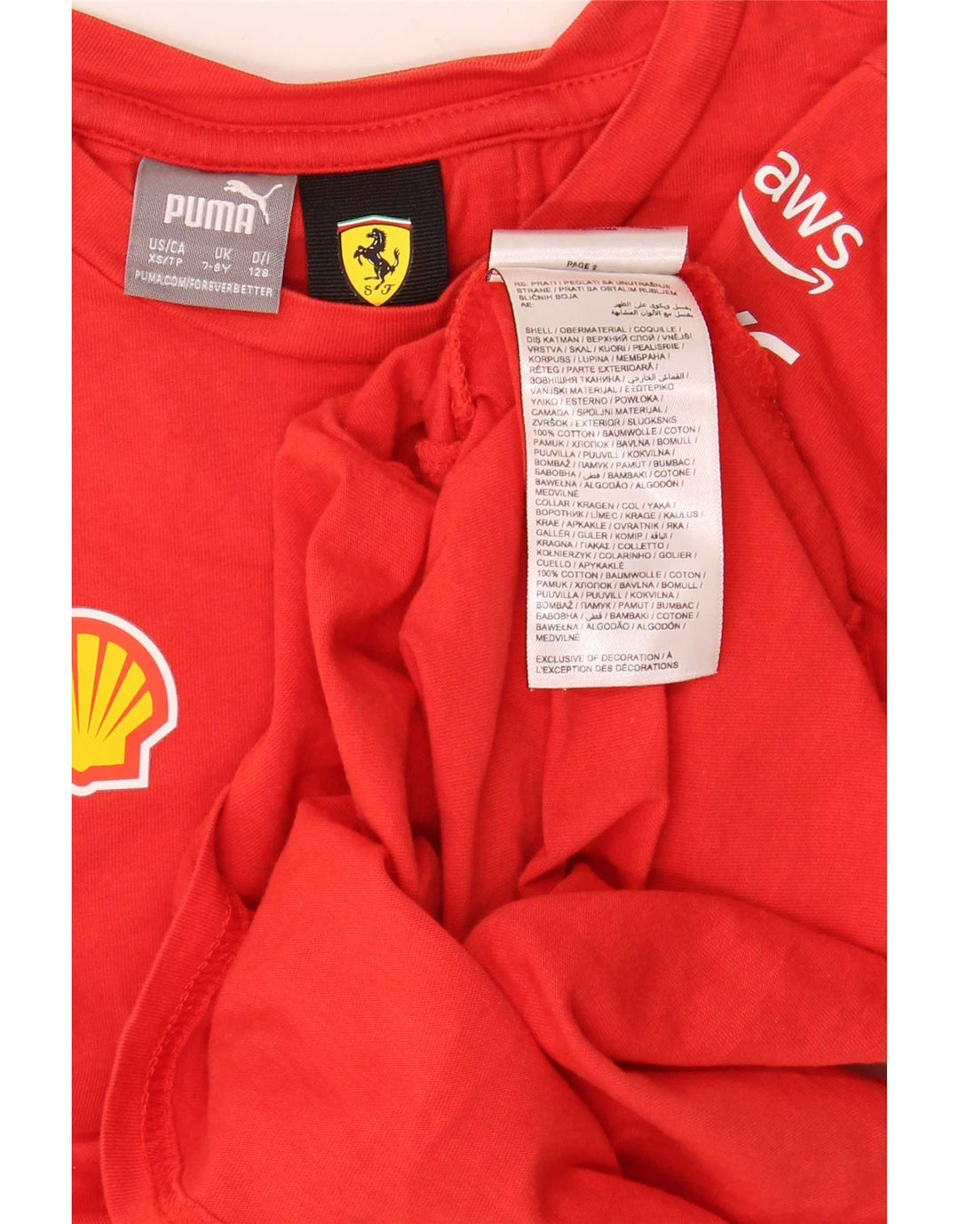 Puma Boys Ferrari Graphic T-Shirt Top 7-8 Years Red