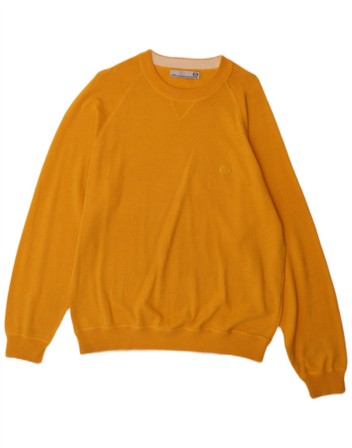 Sergio Tacchini Mens Crew Neck Jumper Sweater 2XL Yellow Cotton