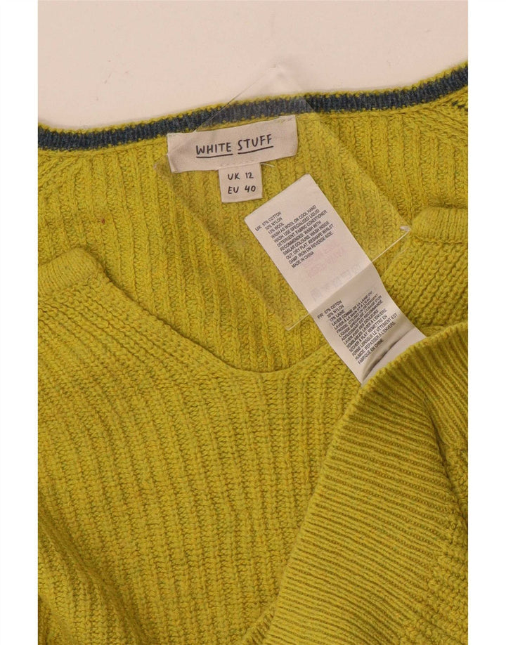 White Stuff Womens Crop V-Neck Jumper Sweater UK 12 Medium Yellow