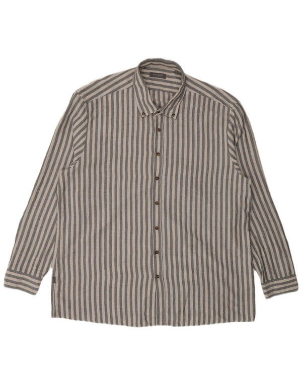 Pierre Cardin Mens Shirt 3XL Grey Striped Polyester