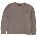 SUPERDRY Womens Sweatshirt Jumper UK 16 Large Grey Flecked Cotton