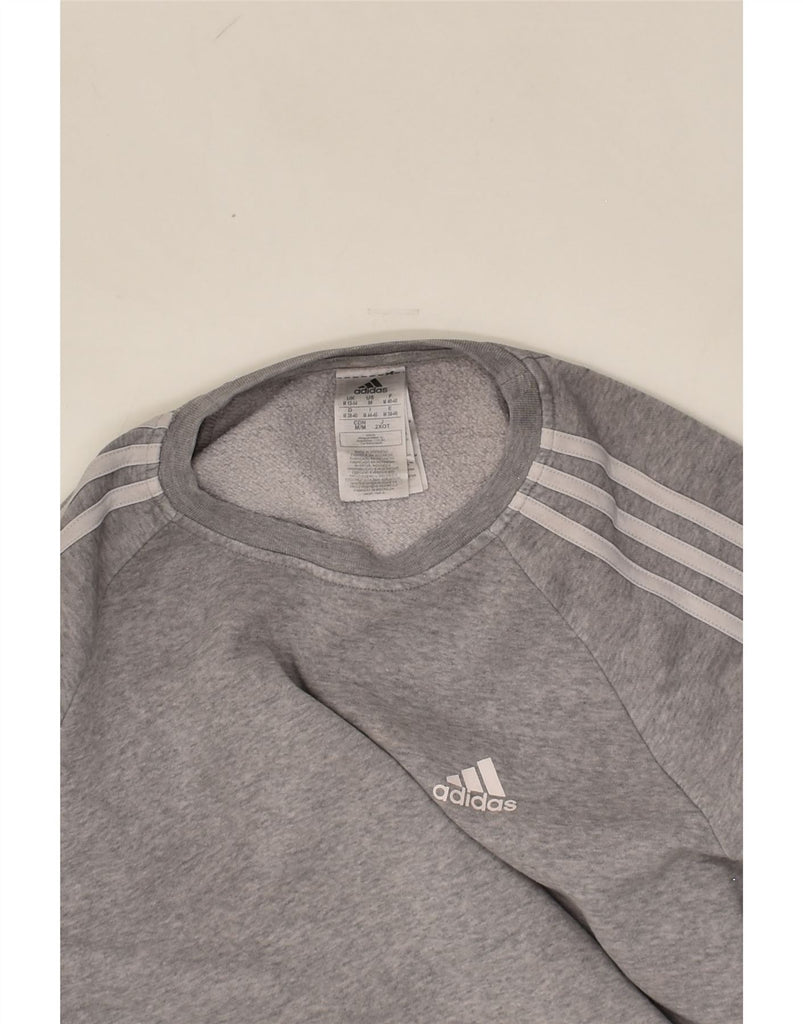 ADIDAS Womens Oversized Sweatshirt Jumper UK 12-14 Medium Grey Cotton | Vintage Adidas | Thrift | Second-Hand Adidas | Used Clothing | Messina Hembry 