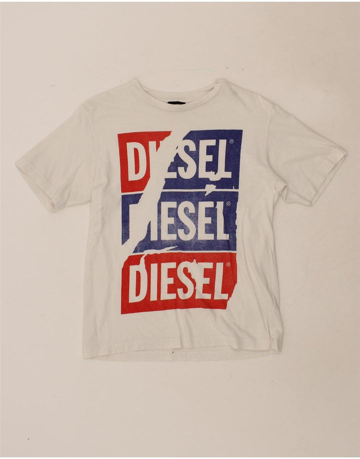 DIESEL Boys Graphic T-Shirt Top 11-12 Years White Cotton Vintage Diesel and Second-Hand Diesel from Messina Hembry 