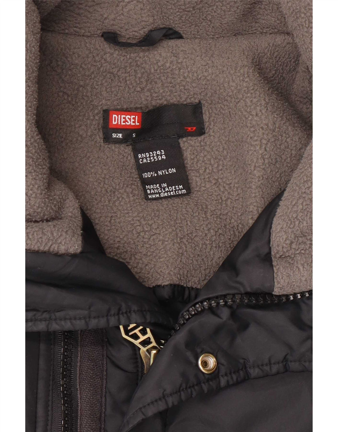 Diesel Mens Padded Jacket UK 36 Small Black Nylon
