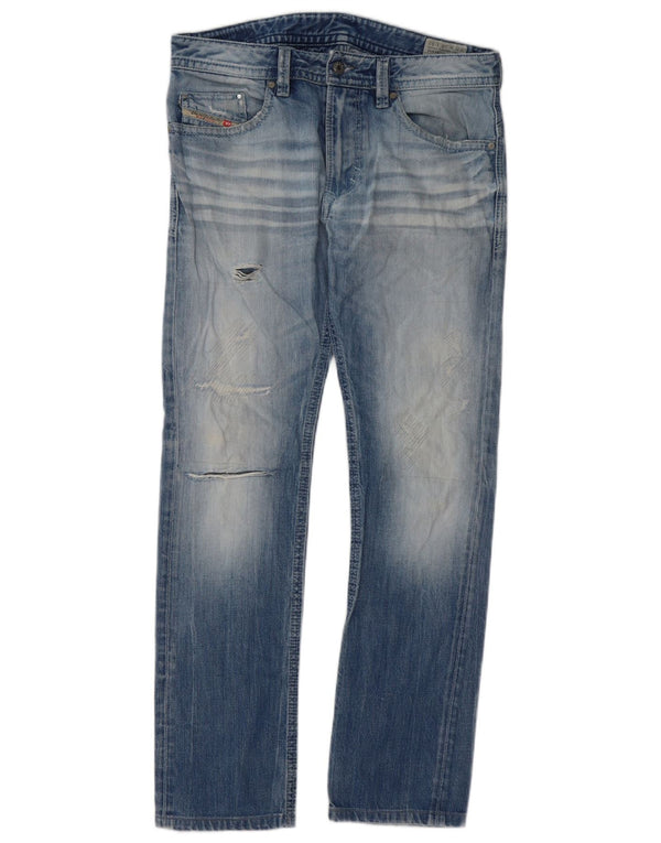 Diesel Mens Thavar Distressed Skinny Slim Jeans W30 L32 Blue Cotton