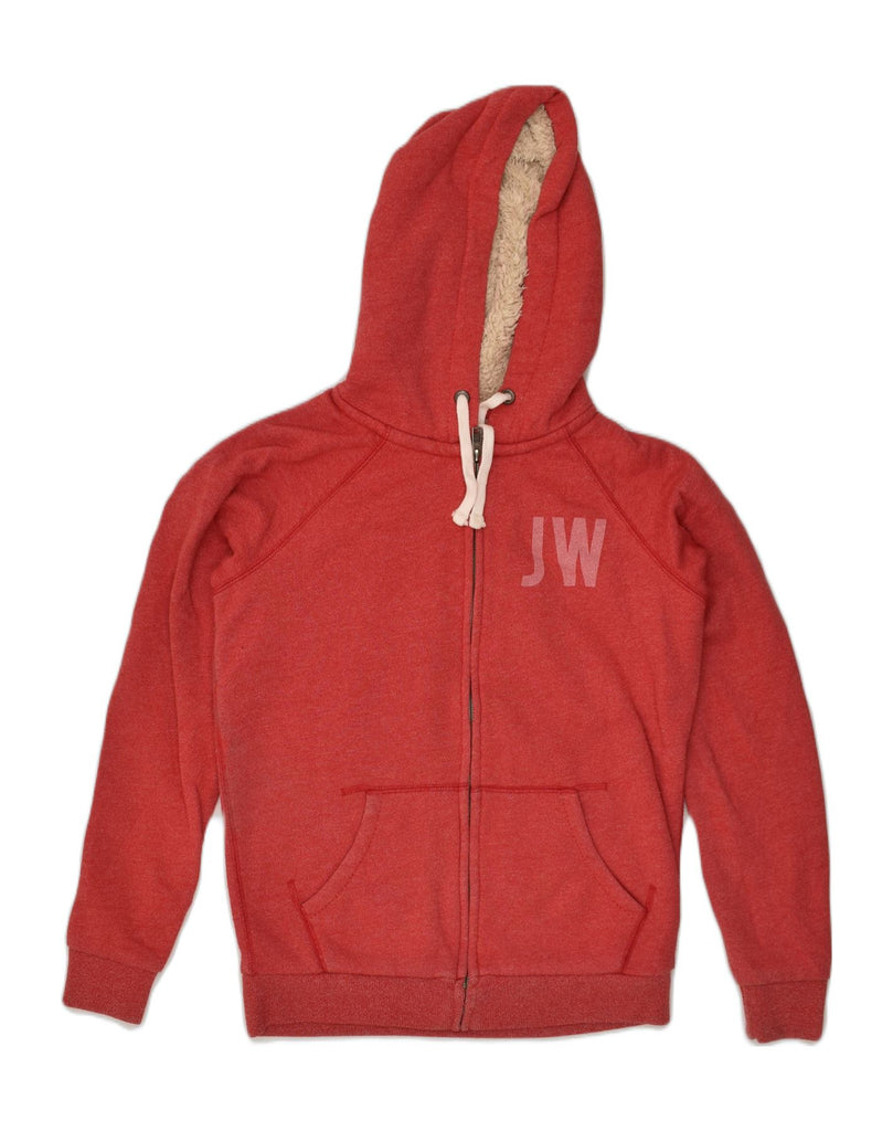 JACK WILLS Womens Graphic Zip Hoodie Sweater UK 8 Small Red Cotton | Vintage Jack Wills | Thrift | Second-Hand Jack Wills | Used Clothing | Messina Hembry 