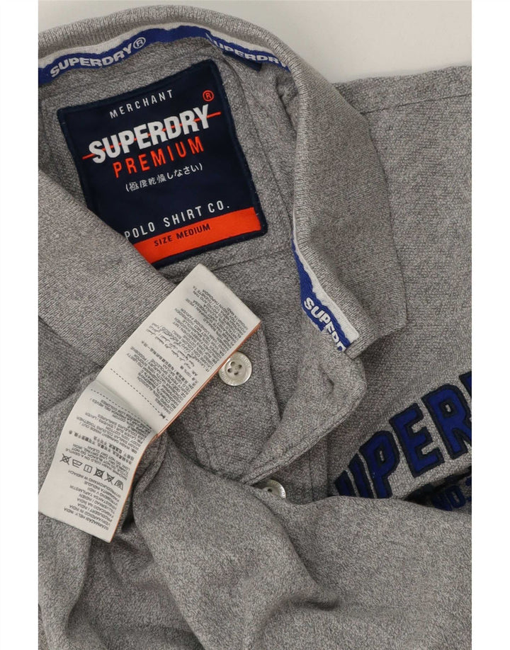 Superdry Mens Graphic Polo Shirt Medium Grey Cotton
