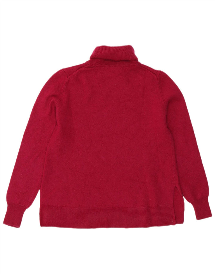 Massimo Dutti Womens Crop Roll Neck Jumper Sweater UK 6 XS Maroon Wool