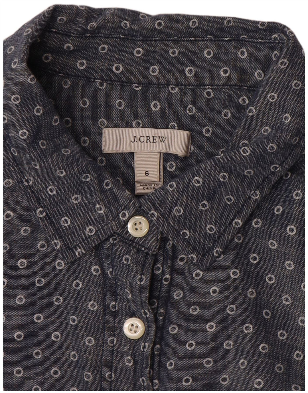 J. CREW Womens Pullover Shirt US 6 Medium Blue Spotted