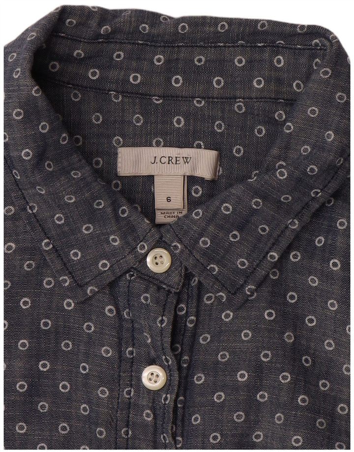 J. CREW Womens Pullover Shirt US 6 Medium Blue Spotted