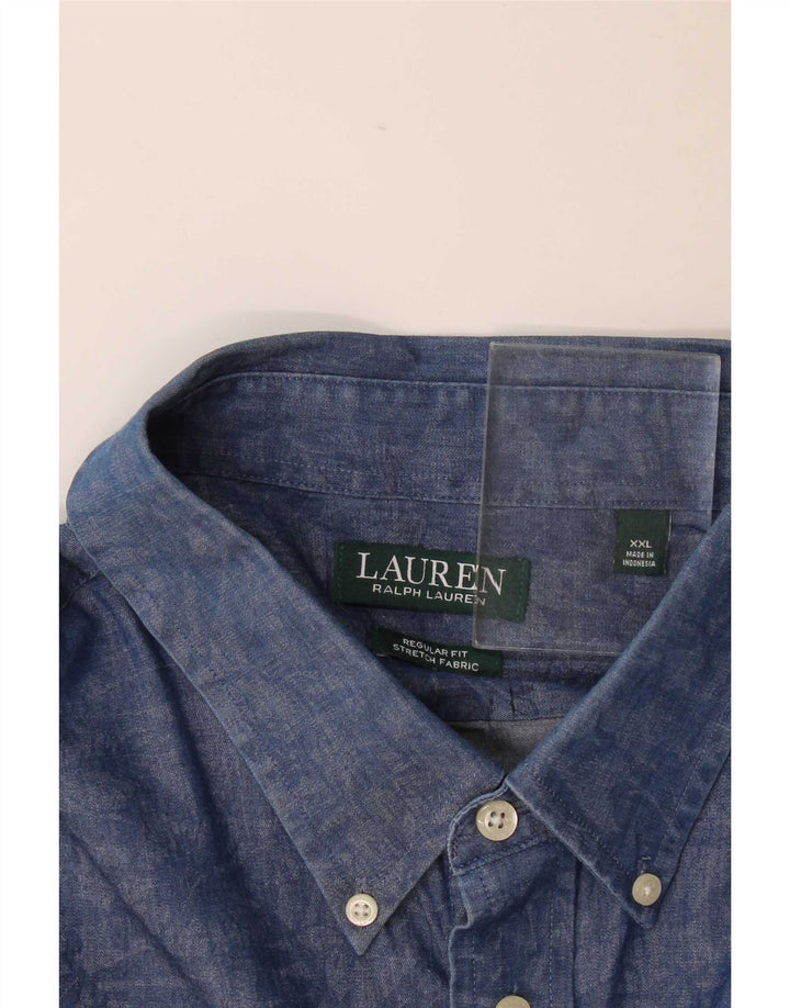 Ralph Lauren Mens Regular Fit Shirt 2XL Navy Blue Floral Elastane