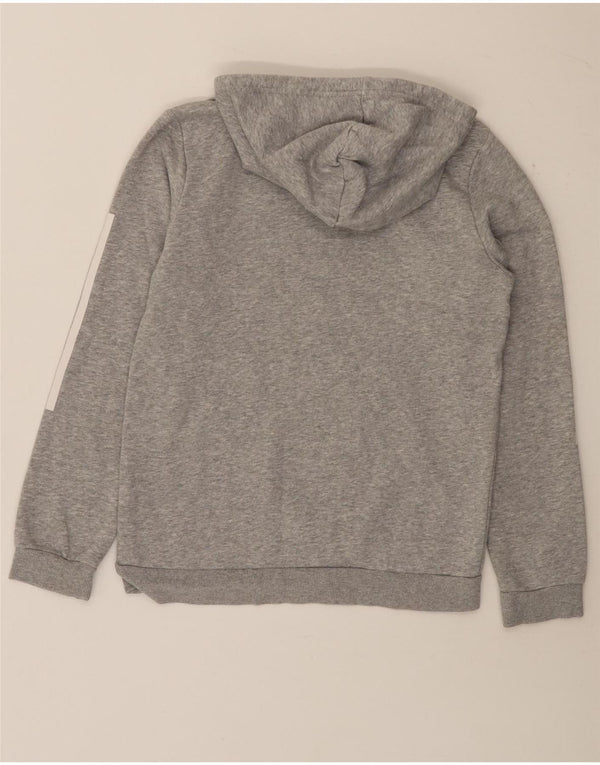 Adidas Boys Graphic Hoodie Jumper 11-12 Years Grey Colourblock Cotton