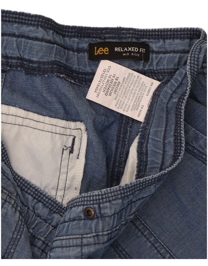 Lee Womens Relaxed Fit Mid Rise Bermuda Shorts UK 16 2XL W38  Blue Cotton