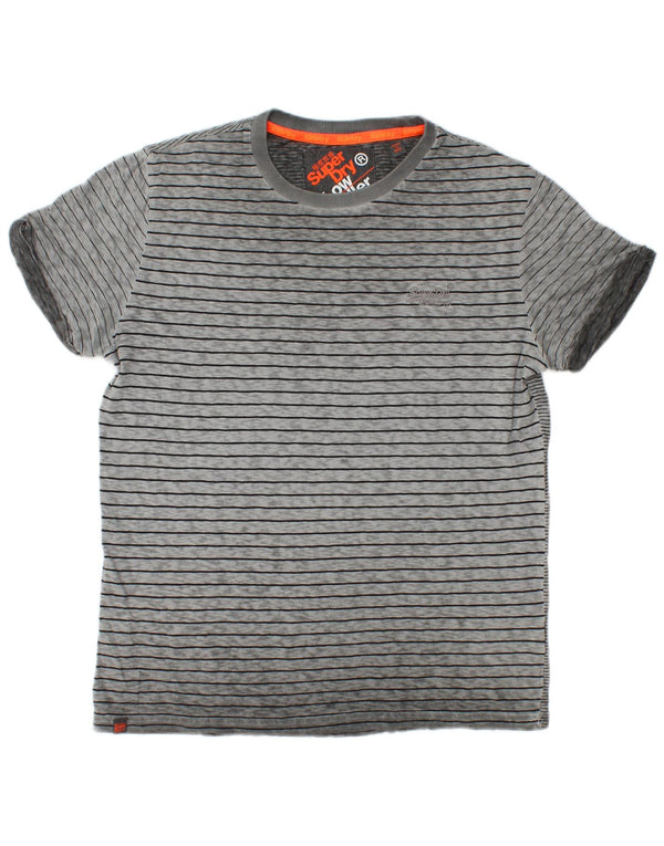 Superdry Mens T-Shirt Top Large Grey Striped