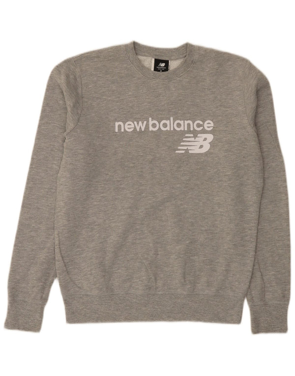 New Balance Mens Graphic Sweatshirt Jumper Small Grey Flecked Cotton
