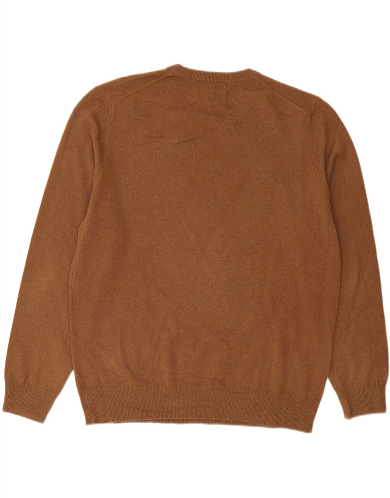 MARKS & SPENCER Mens Autograph Crew Neck Jumper Sweater XL Brown Cashmere Vintage Marks & Spencer and Second-Hand Marks & Spencer from Messina Hembry 