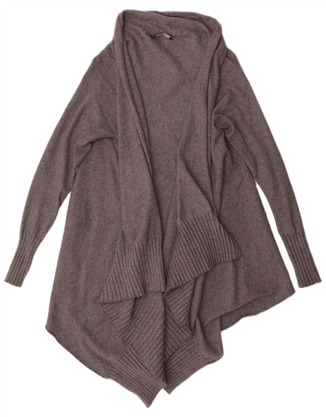 Zara Womens Asymmetric Open Cardigan Sweater UK 14 Medium Grey Viscose