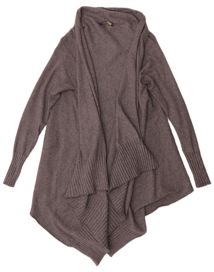Zara Womens Asymmetric Open Cardigan Sweater UK 14 Medium Grey Viscose