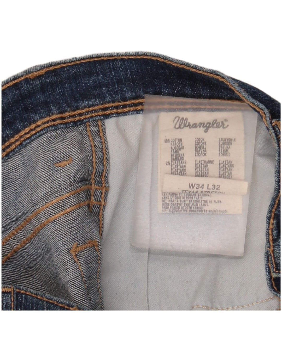 Wrangler Mens Straight Jeans W34 L32 Blue Cotton