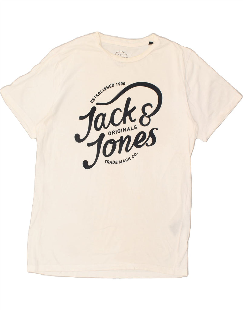 JACK & JONES Mens Graphic T-Shirt Top Large White Cotton | Vintage Jack & Jones | Thrift | Second-Hand Jack & Jones | Used Clothing | Messina Hembry 