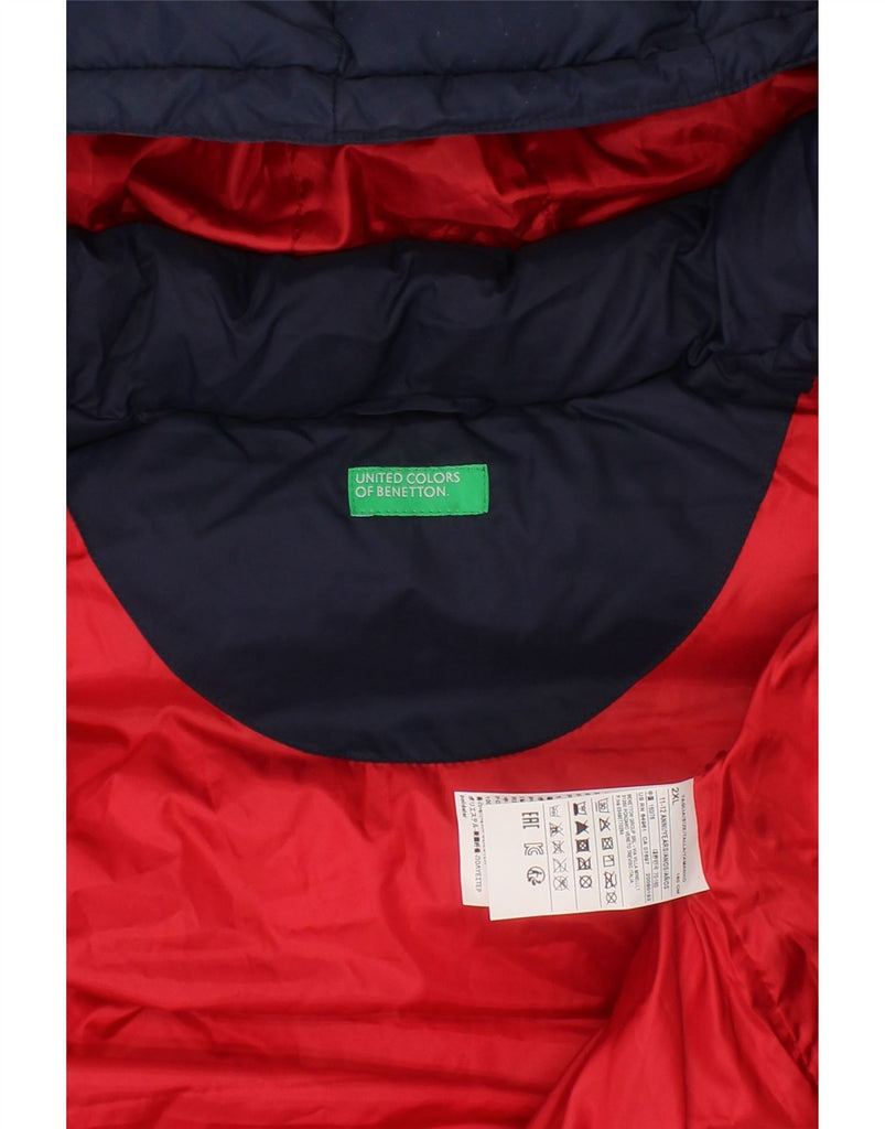 BENETTON Boys Hooded Padded Gilet 11-12 Years 2XL Navy Blue Polyester Vintage Benetton and Second-Hand Benetton from Messina Hembry 