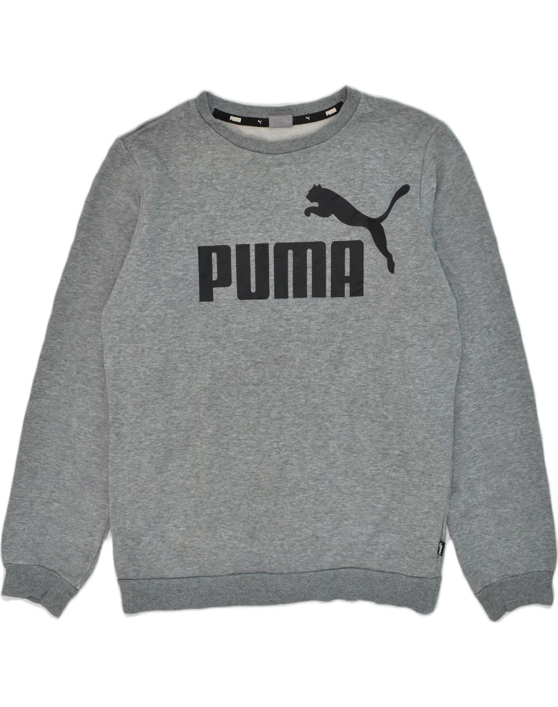 PUMA Boys Graphic Sweatshirt Jumper 13-14 Years Grey Cotton | Vintage Puma | Thrift | Second-Hand Puma | Used Clothing | Messina Hembry 