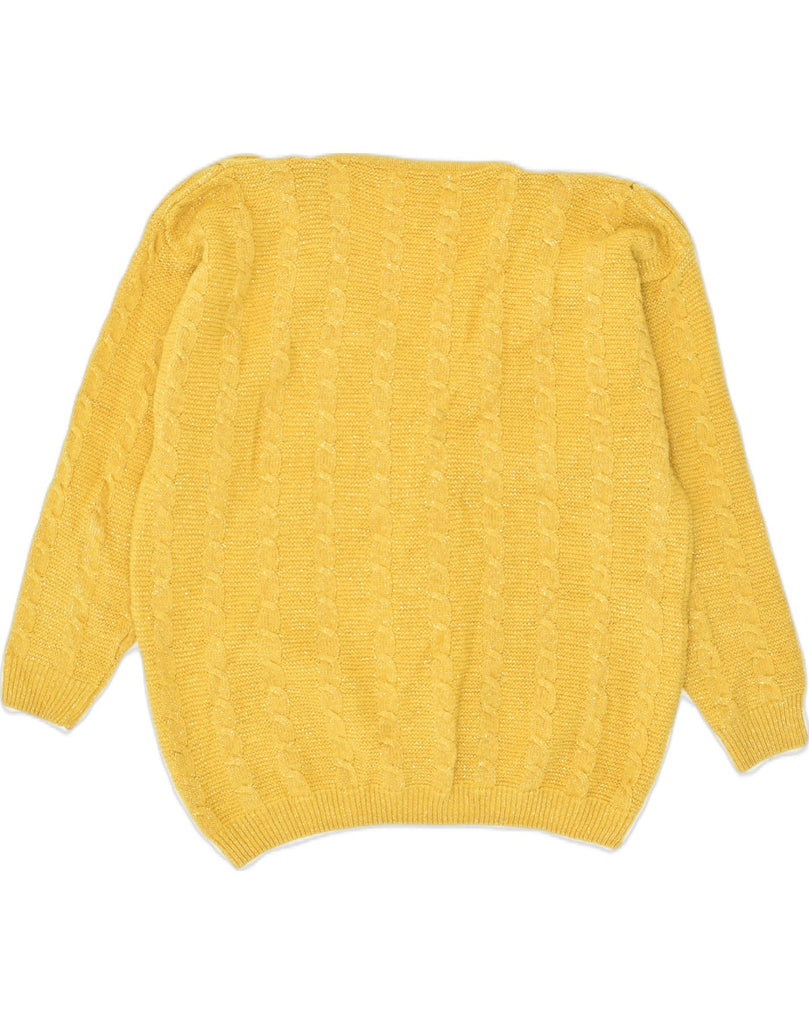 VINTAGE Womens V-Neck Jumper Sweater UK 16 Large Yellow Flecked Acrylic | Vintage Vintage | Thrift | Second-Hand Vintage | Used Clothing | Messina Hembry 