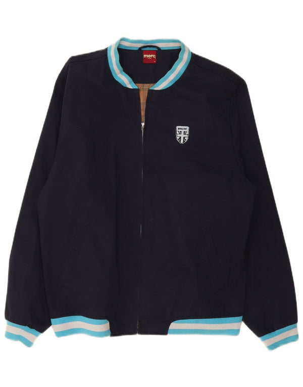 Merc Mens Bomber Jacket UK 42 XL Navy Blue Colourblock Cotton