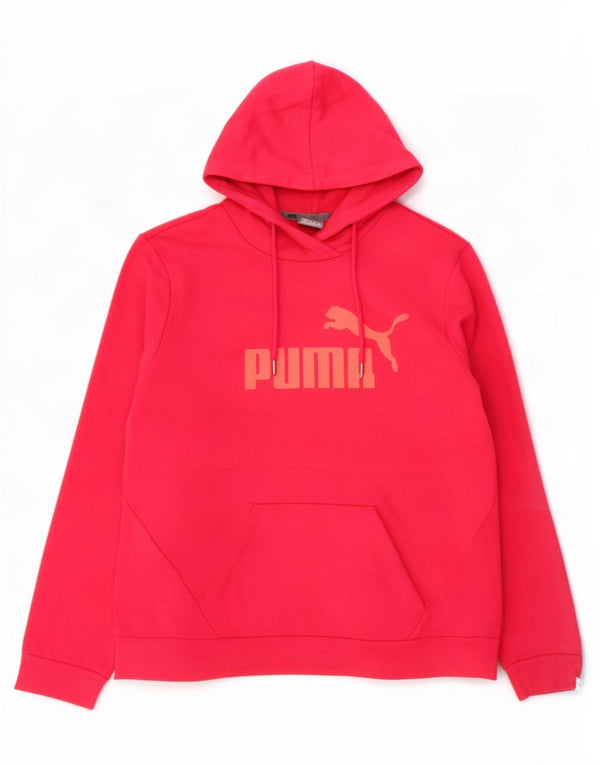 Puma Womens Graphic Hoodie Jumper UK 14 Medium Pink Cotton