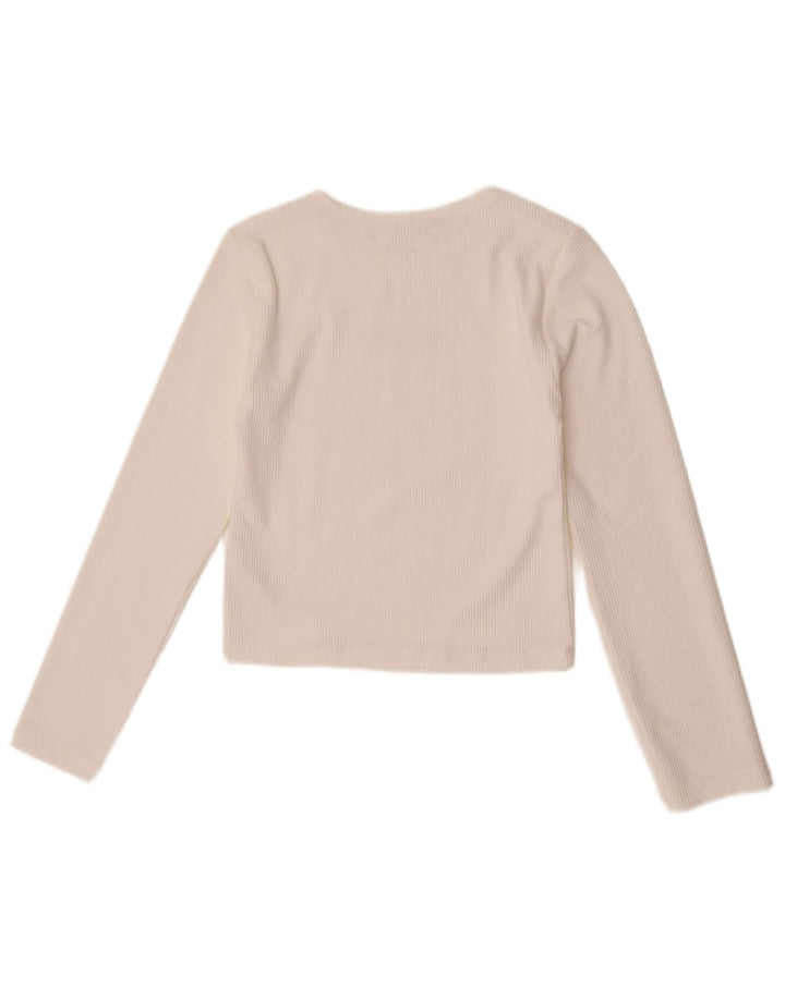 Zara Girls Graphic Top Long Sleeve 13-14 Years White Polyester