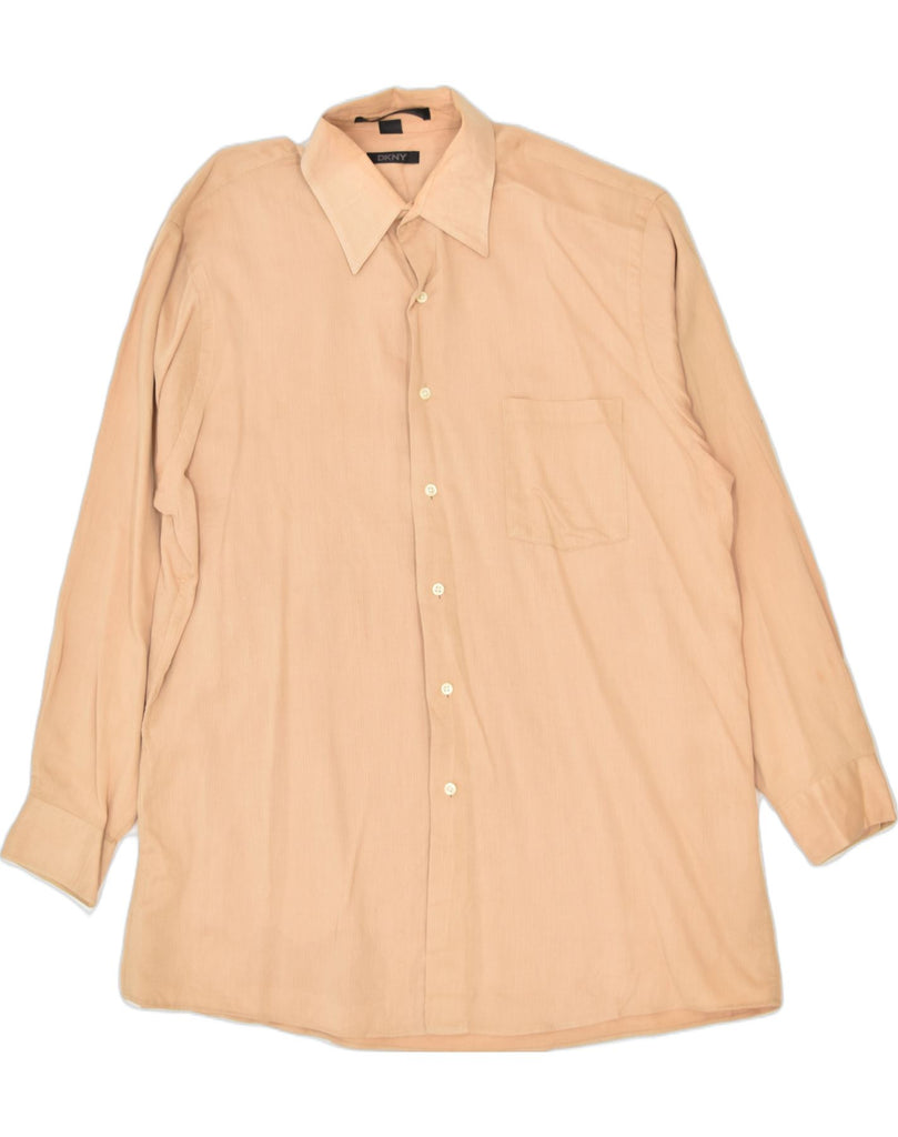 DKNY Mens Shirt Large Beige Cotton | Vintage | Thrift | Second-Hand | Used Clothing | Messina Hembry 