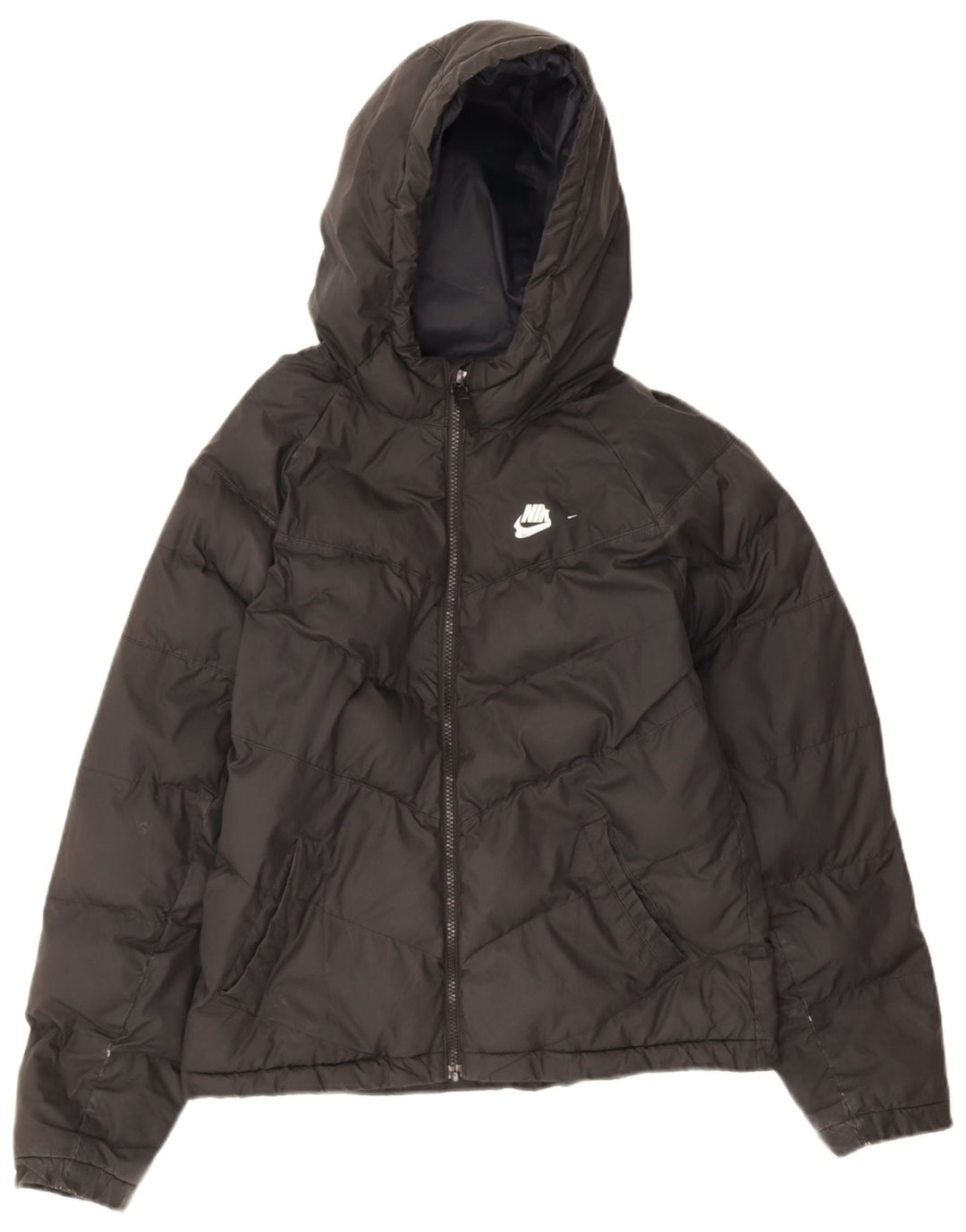 Nike Boys Hooded Padded Jacket 13-14 Years XL Black Polyester